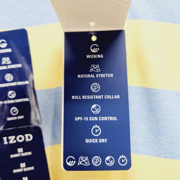 Izod Polo Shirt Mens yellow Stripes Advantage Performance Stretch Sport size M - Picture 9 of 12